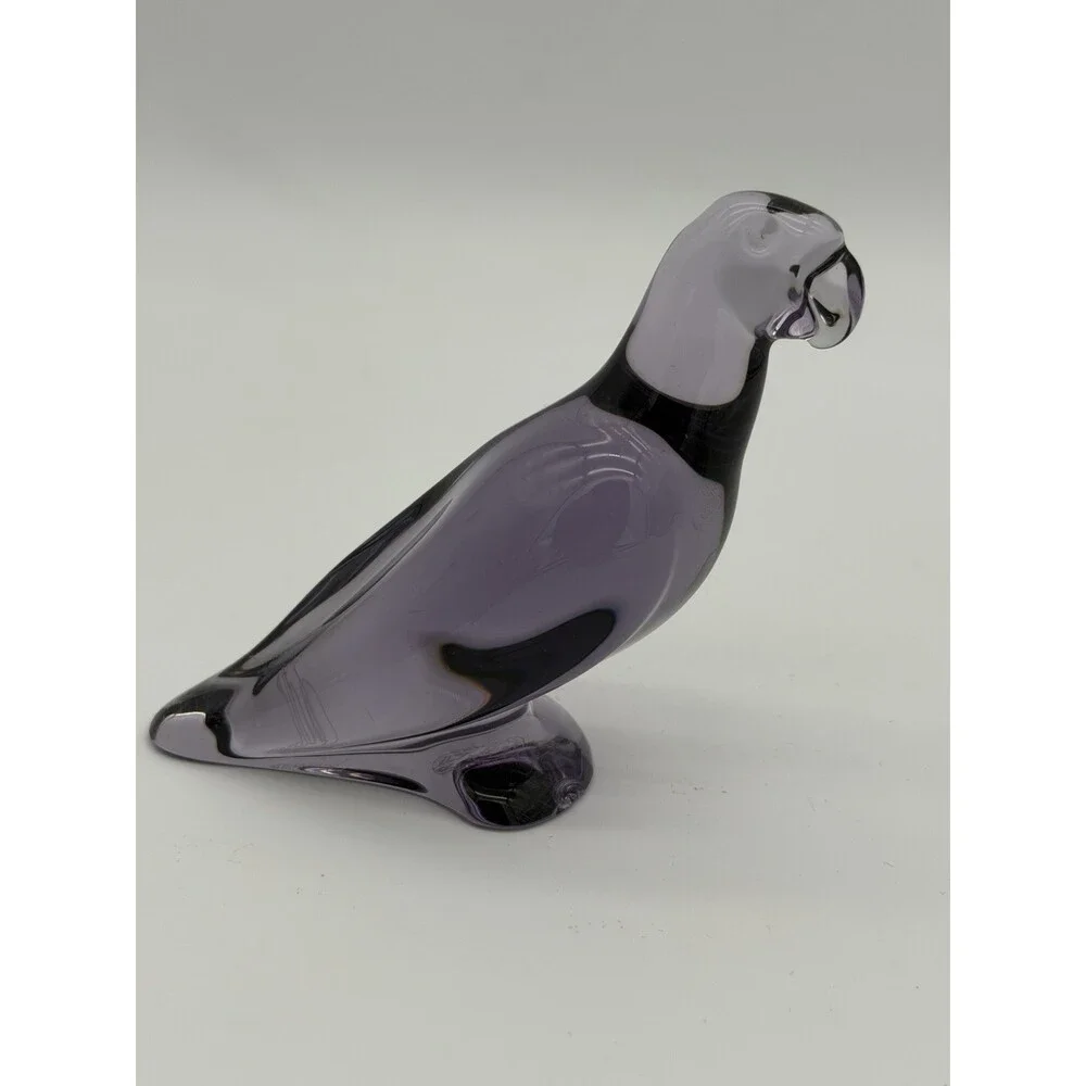 Baccarat Crystal Amethyst Purple Parrot Bird Figurine Signed (flawed)